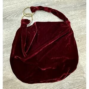 Cul-de-sac Shoulder Burgundy Velvet Womens Bag Medium